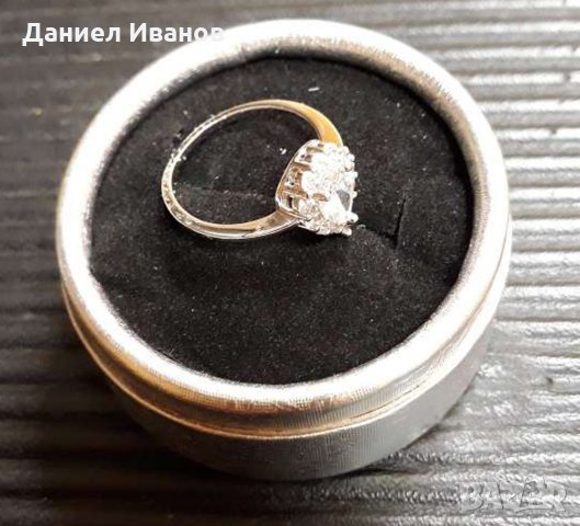 Златен Пръстен бяло злато radiant Antique 18k sz6m, снимка 4 - Пръстени - 25548511