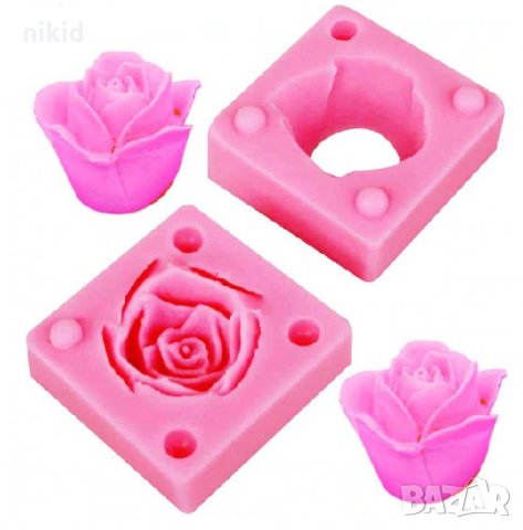 3D Роза 2 части силиконов молд форма декорация торта фондан шоколад и др., снимка 1 - Форми - 24118116