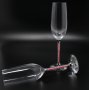 Ритуални чаши за шампанско със розови кристалчета в столчето, реплика на Сваровски, снимка 1 - Чаши - 21383982