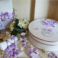 Комплект за кръщене с подаръчета - ангелчета в лилаво с пеперуди, снимка 3 - Подаръци за кръщене - 16465779