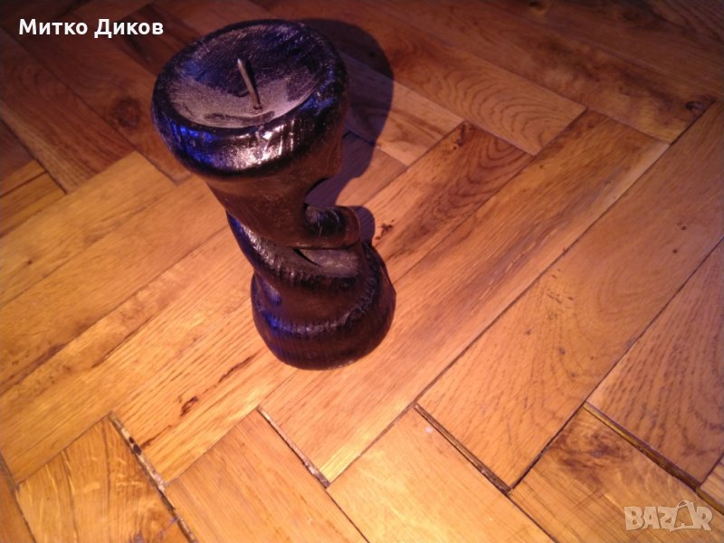 Свещник дървен ръчна изработка, снимка 1