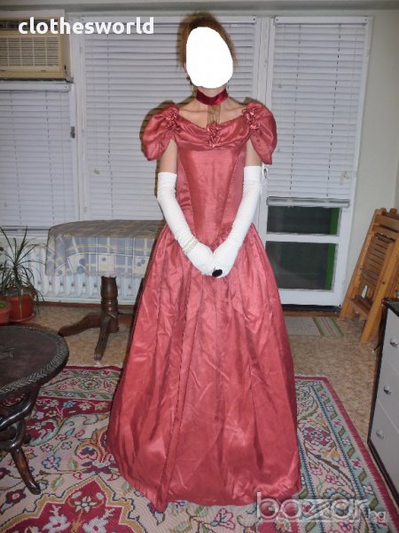 Бална рокля във викториански стил вишнев цвят, снимка 1