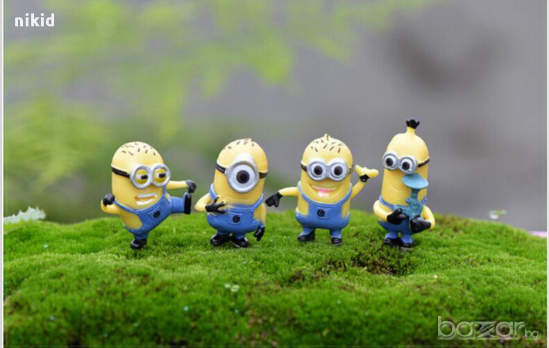 миньоните 4 бр малки фигурки пластмасови PVC декорация торта  и игра играчки топери миньони, снимка 1