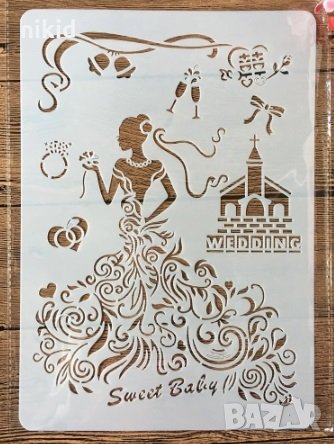 Булка Wedding шаблон стенсил спрей за торта Scrapbooking, снимка 1
