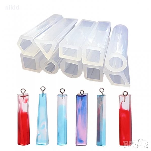 сет 10 бр различни дълги геометрични форми висулки за бижутерски сладкарски смола изделия колие, снимка 1