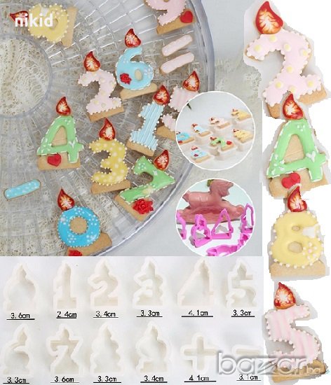 цифри числа свещички пластмасови резци форми за сладки бисквитки фондан украса, снимка 1