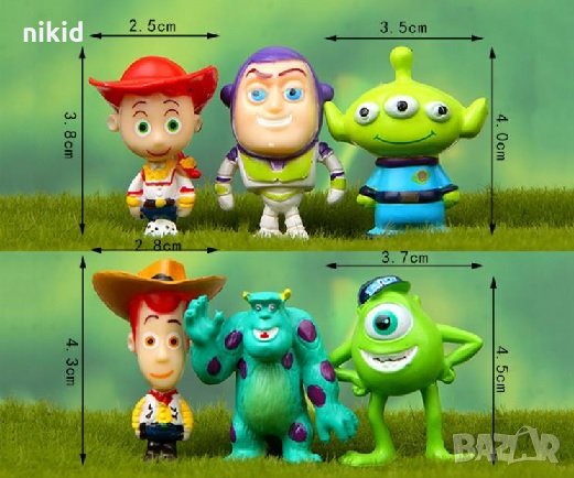 6 бр малки Monsters Университет за таласъми и Toy Story Играта на играчките пластмасови играчки , снимка 1