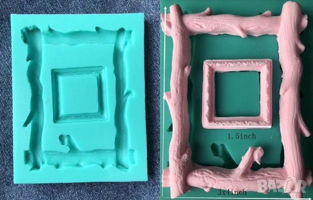 Голяма правоъгълна рамка от дървени клечки дълбок силиконов молд форма фондан торта шоколад гипс, снимка 1