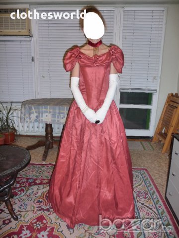 Бална рокля във викториански стил вишнев цвят