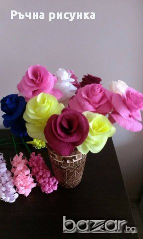 Ръчно изработени цветя от хартия, снимка 4 - Декорация за дома - 16922495