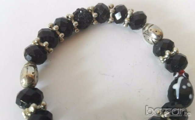 Гривна от тибетско сребро с кристали черен кварц, снимка 4 - Гривни - 18644771