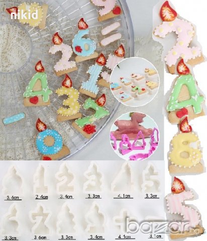 цифри числа свещички пластмасови резци форми за сладки бисквитки фондан украса
