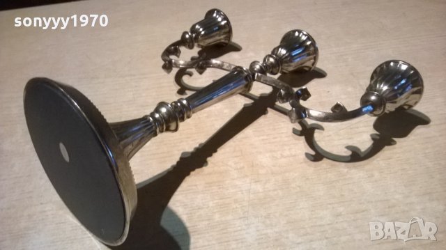 Silver plated-made in hong kong-антика-свещник- внос швеицария, снимка 4 - Колекции - 24209220