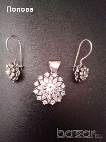 Масивен сребърен комплект цветя, снимка 2 - Бижутерийни комплекти - 18113973