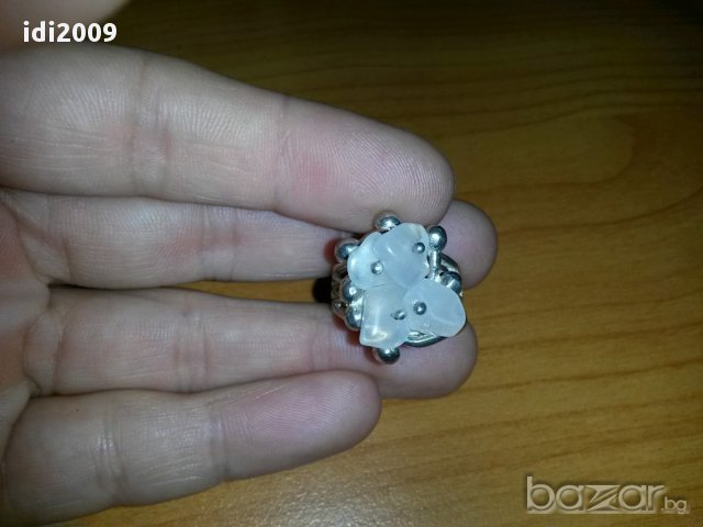 Сребърен пръстен с естествени камъчета, снимка 5 - Пръстени - 12647120