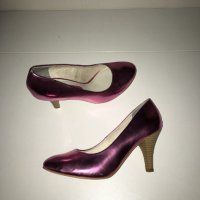 Немски ефектни кожени розови обувки Tamaris номер 36 и номер 37, снимка 7 - Дамски обувки на ток - 24276061
