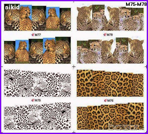 леопард лгепард шарки 4 в 1 татос ваденки водни стикери за нокти маникюр, снимка 1