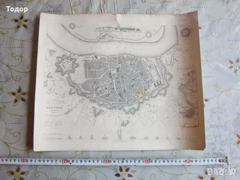 Стара карта Антверпен 1832, снимка 1