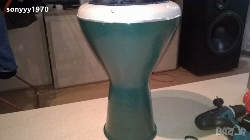 ГОЛЯМА-зелена нова метална тарамбука от сирия 40х25см, снимка 1