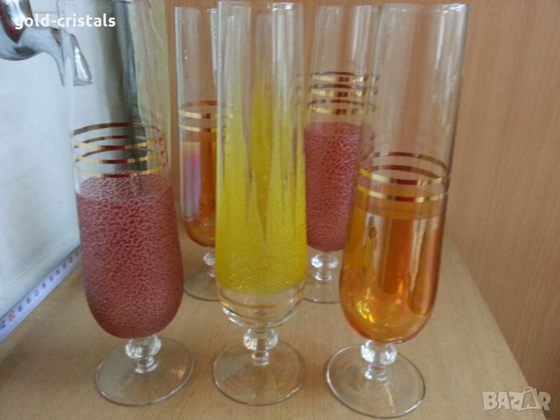 ретро стъклени цветни чаши , снимка 1