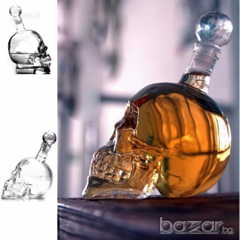 21119 Стъклена бутилка ЧЕРЕП 500мл или 1000мл, снимка 6 - Други стоки за дома - 17473675