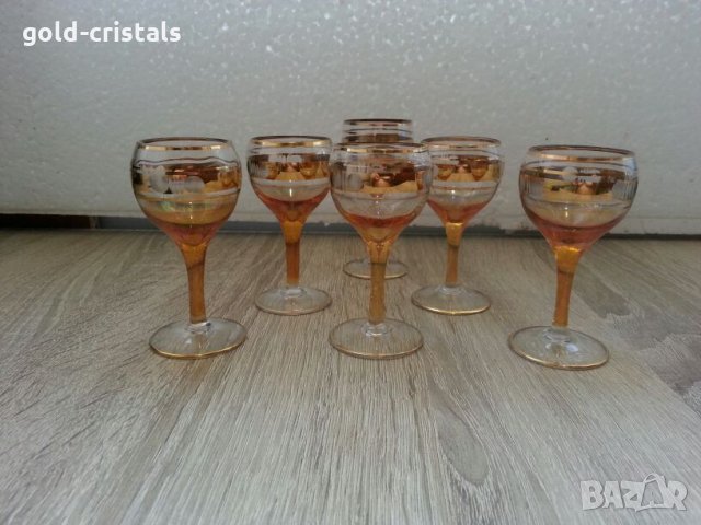 Чаши за ракия с златен кант, снимка 6 - Антикварни и старинни предмети - 22534810