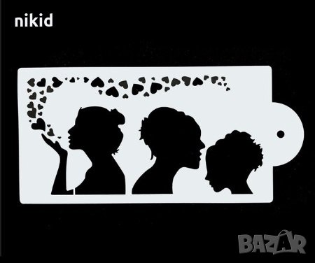 Жена Профил Целувка със сърца стенсил шаблон спрей торта украса кекс