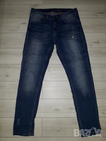 Сини дамски дънки с камъчета марка Florella Rubino, снимка 2 - Дънки - 24023415