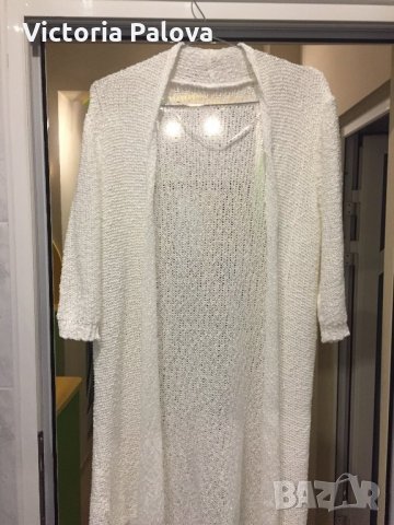 Ефектна бяла жилетка,плетиво, снимка 9 - Блузи с дълъг ръкав и пуловери - 23766938