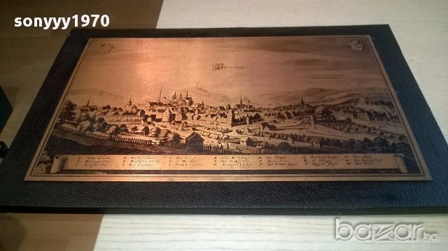 Fortzheim-картина 45/30см-мед/кожа/дърво-внос швеицария, снимка 11 - Антикварни и старинни предмети - 15070453