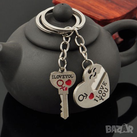 🔐💗 Сърце и Ключ за него - двойка ключодържатели за влюбени, снимка 7 - Бижутерийни комплекти - 22216596