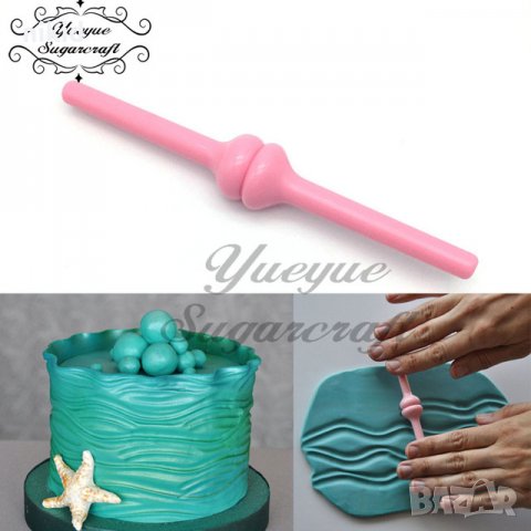 сдвоен пластмасов инструмент за направа на вълни вълнички зиг заг декор морска торта фондан украса