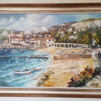 Продавам маслена картина " Плажът Балчик " , снимка 5 - Картини - 19887764