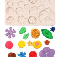 Релефни цветя листа Копчета силиконов молд форма за украса декорация фондан торта мъфин, снимка 1 - Форми - 24395264