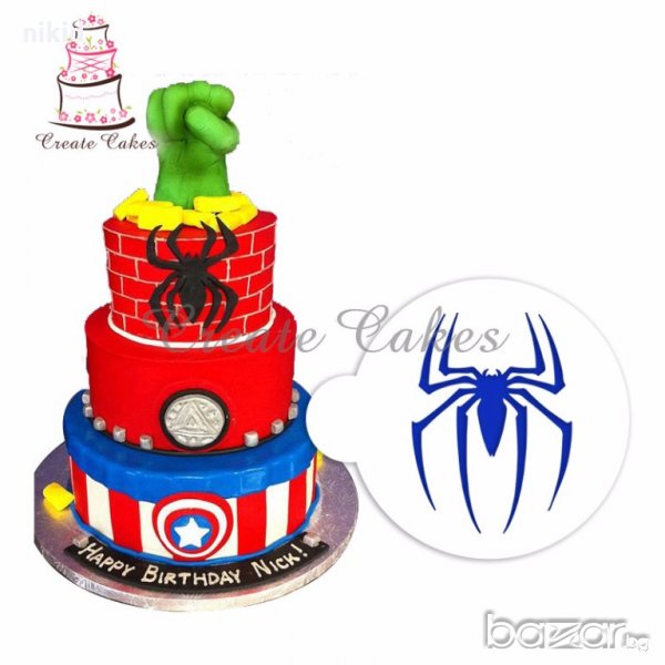 Спайдърмен Spiderman шаблон стенсил спрей за торта украса спрей боя, снимка 1