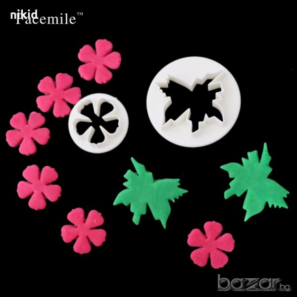Хаваи сет цвете и листо пластмасови резци за тесто фондан украса торта резец форма, снимка 1