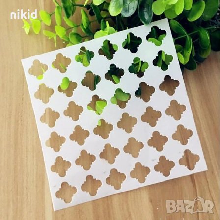 Квадратни цветя стенсил шаблон спрей за торта украса кекс декорация с пудра захар и боя, снимка 1