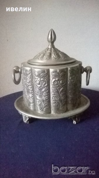 посребрена антикварна захарница,купа, снимка 1