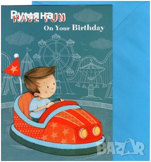 Картичка с количка за Рожден ден с плик (различни цветове), снимка 1