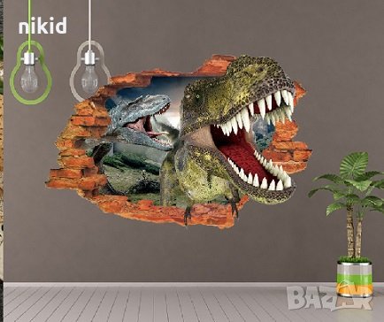 3d глави Динозаври Джурасик Парк  дупка тухли самозалепващ стикер лепенка