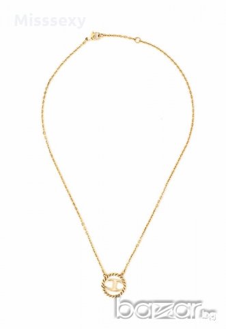 ПРОМО 🍊 JUST CAVALLI 🍊 Дамско златисто колие с овална висулка и лого ново с кутия и сертификат, снимка 4 - Колиета, медальони, синджири - 19185892