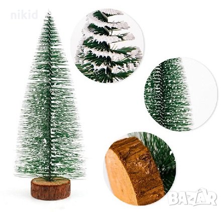 10 см декоративна изкуствена елха със сняг декорация украса торта маса и др, снимка 1 - Други - 24000229