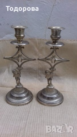 Чифт свещници, снимка 3 - Антикварни и старинни предмети - 21619808