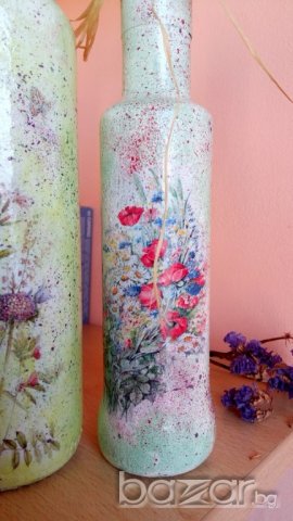 Бутилки с декупаж-Пролет, снимка 2 - Декорация за дома - 20535800