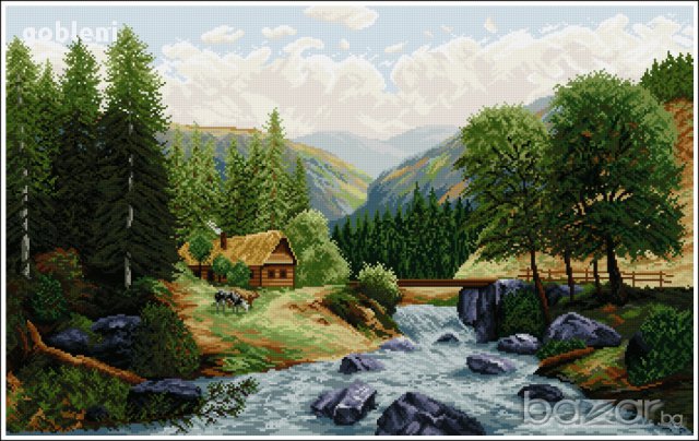 гоблен "СТАРАТА ХИЖА"-Д 41;размери/43*27/см.;41цвята;47лв., снимка 2 - Гоблени - 8317933