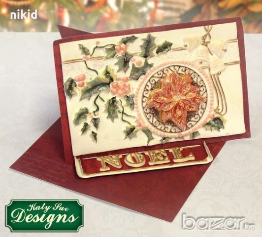 Коледна рамка картичка с кръг табела за надпис силиконов молд форма декорация и украса фондан, снимка 4 - Форми - 18675150