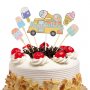 Сладоледи Ескимо на кола Happy Birthday сет топери клечки декор за торта украса парти Рожден Ден, снимка 1 - Форми - 25759693