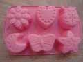 6 фигурки пеперуда калинка цвете луна силиконова форма молд за мъфини  бонбон шоколад гипс сапун, снимка 3