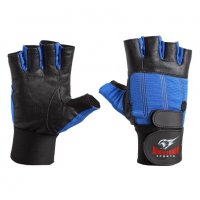 Фитнес ръкавици с накитници естествена кожа модел Blue, снимка 1 - Спортна екипировка - 22240484