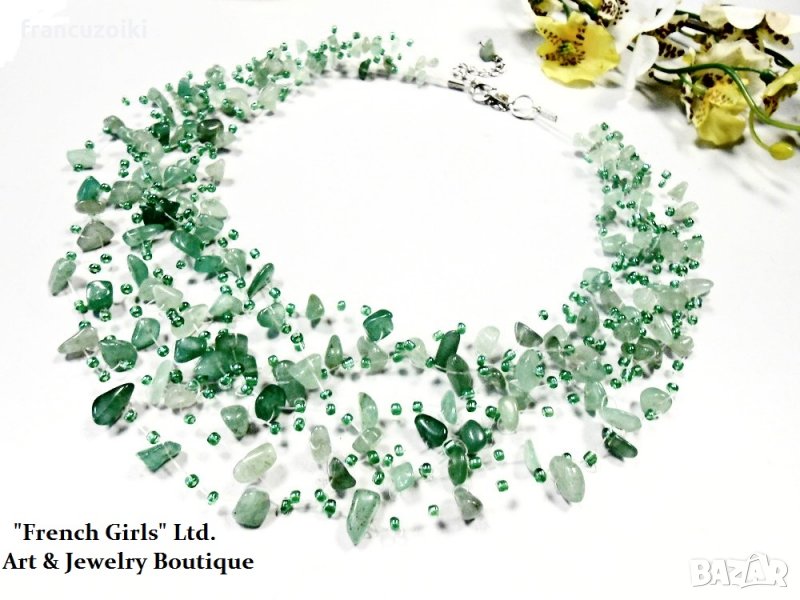 Колие от зелен авантюрин - многоредно, снимка 1